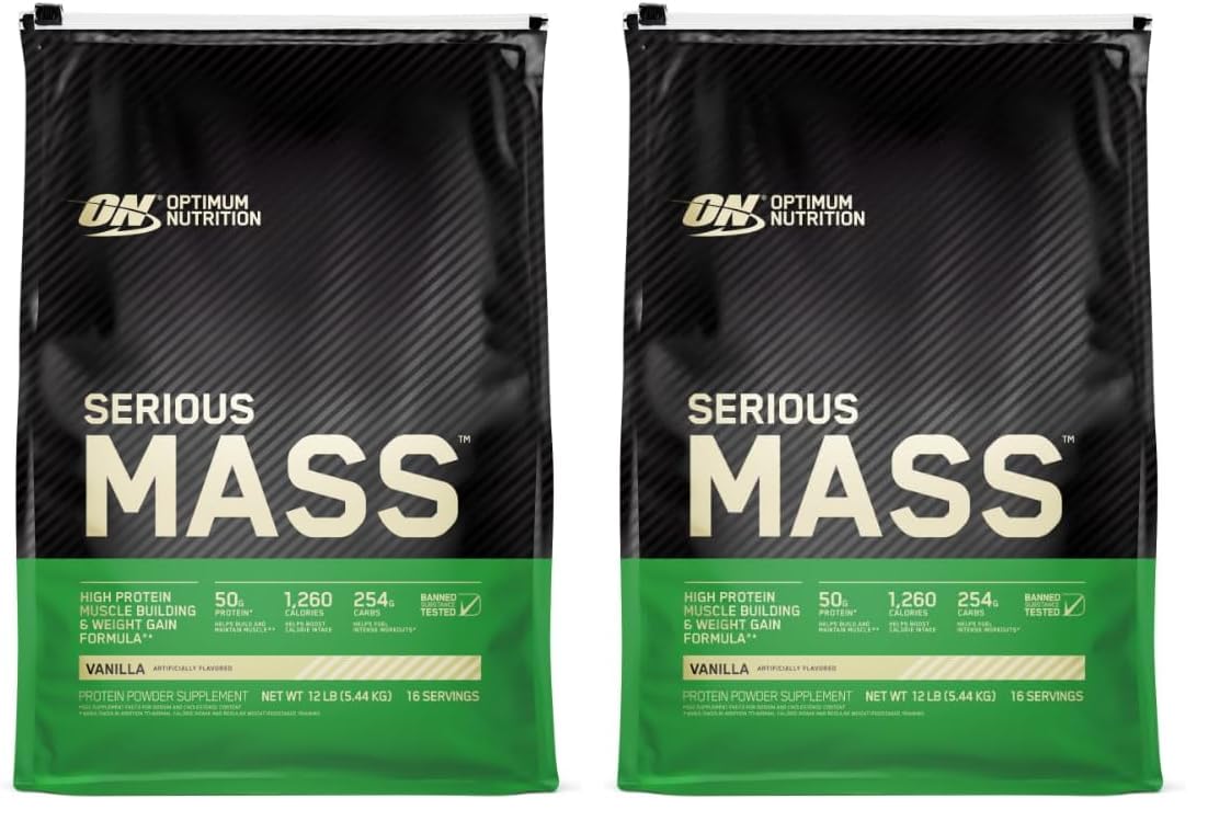 Optimum Nutrition Serious Mass, Weight Gainer Protein Powder, Mass Gainer, Vanilla Flavor, 6 Pound (Packaging May Vary)