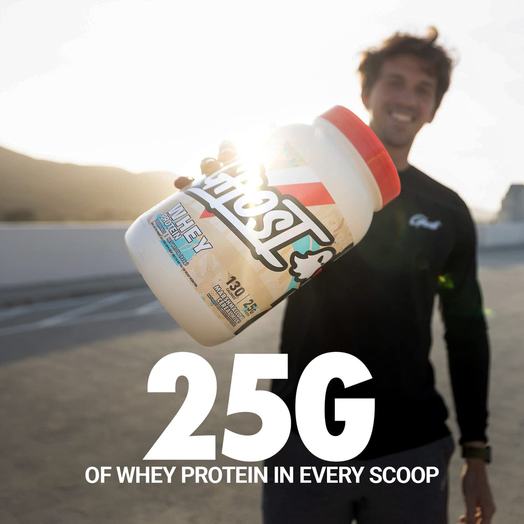 GHOST Whey Protein Powder, Cinnabon - 2LB, 25G Protein Per Serving - Cinnamon Roll Flavor - Whey Protein Isolate, Concentrate & Hydrolyzed Blend - Soy & Gluten Free