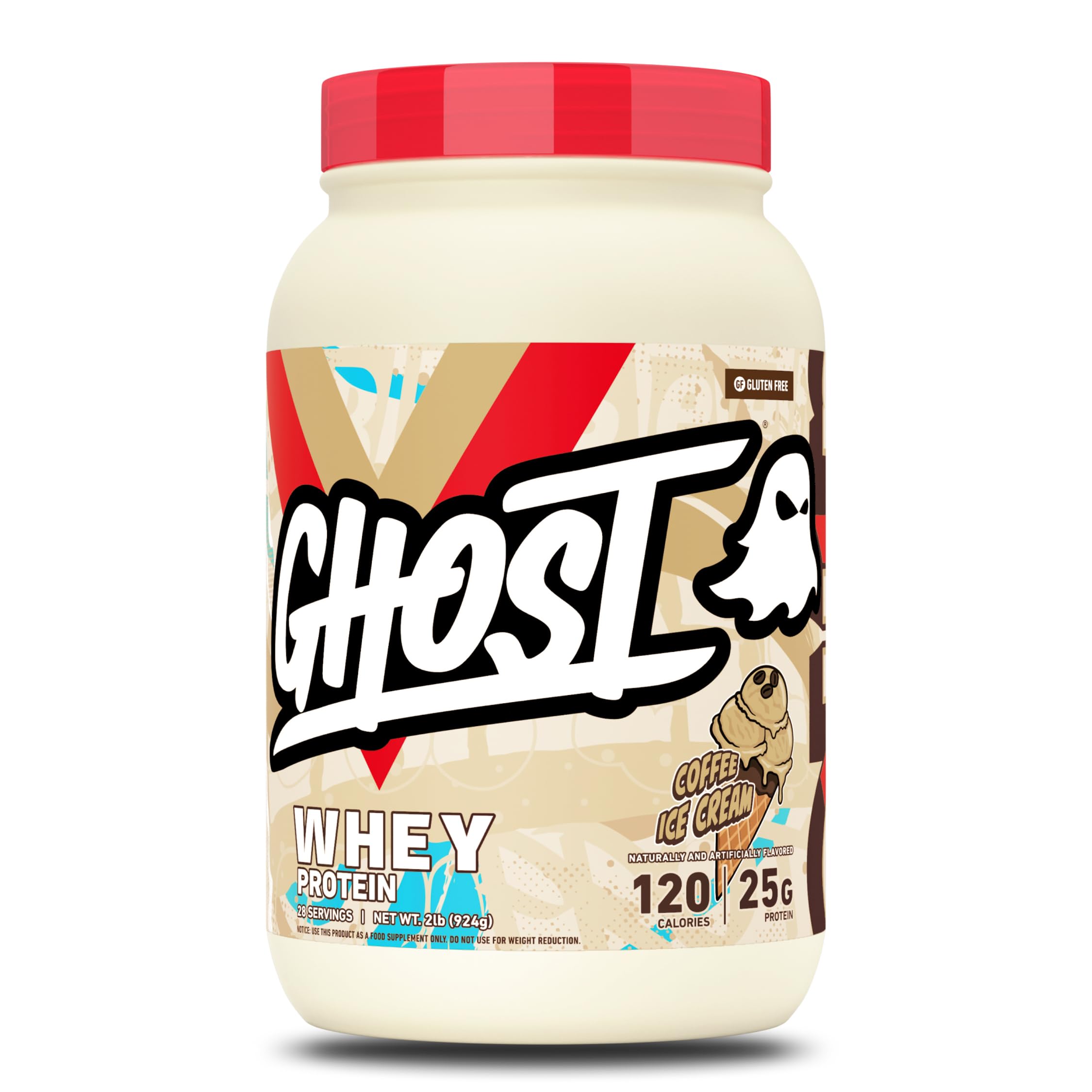 GHOST Whey Protein Powder, Cinnabon - 2LB, 25G Protein Per Serving - Cinnamon Roll Flavor - Whey Protein Isolate, Concentrate & Hydrolyzed Blend - Soy & Gluten Free