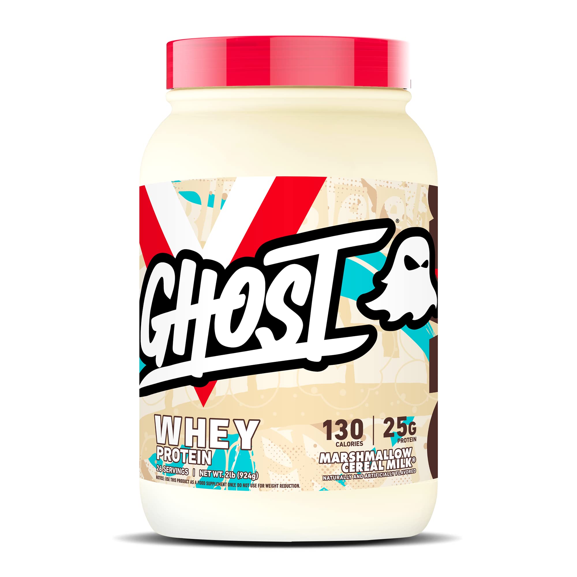 GHOST Whey Protein Powder, Cinnabon - 2LB, 25G Protein Per Serving - Cinnamon Roll Flavor - Whey Protein Isolate, Concentrate & Hydrolyzed Blend - Soy & Gluten Free