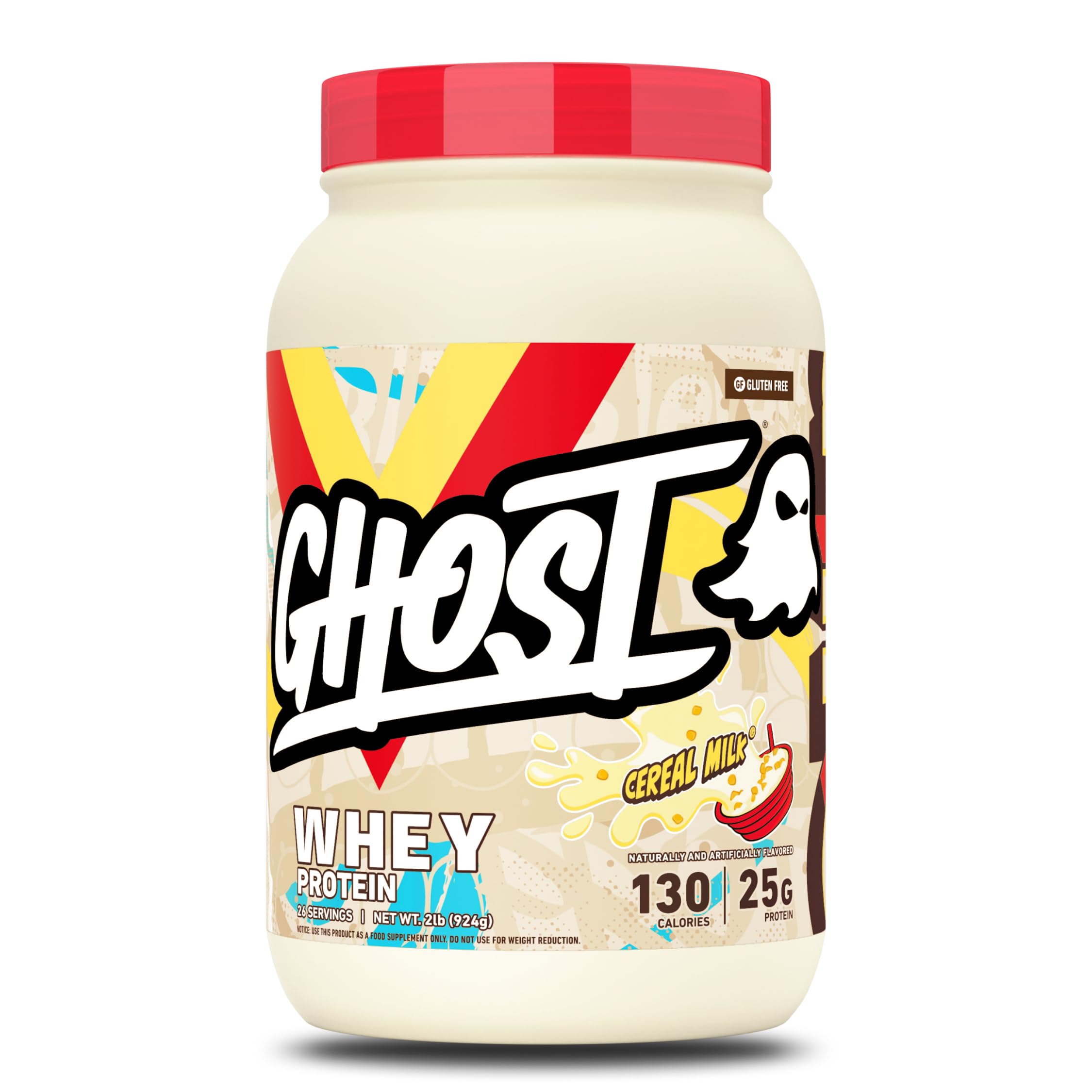 GHOST Whey Protein Powder, Cinnabon - 2LB, 25G Protein Per Serving - Cinnamon Roll Flavor - Whey Protein Isolate, Concentrate & Hydrolyzed Blend - Soy & Gluten Free