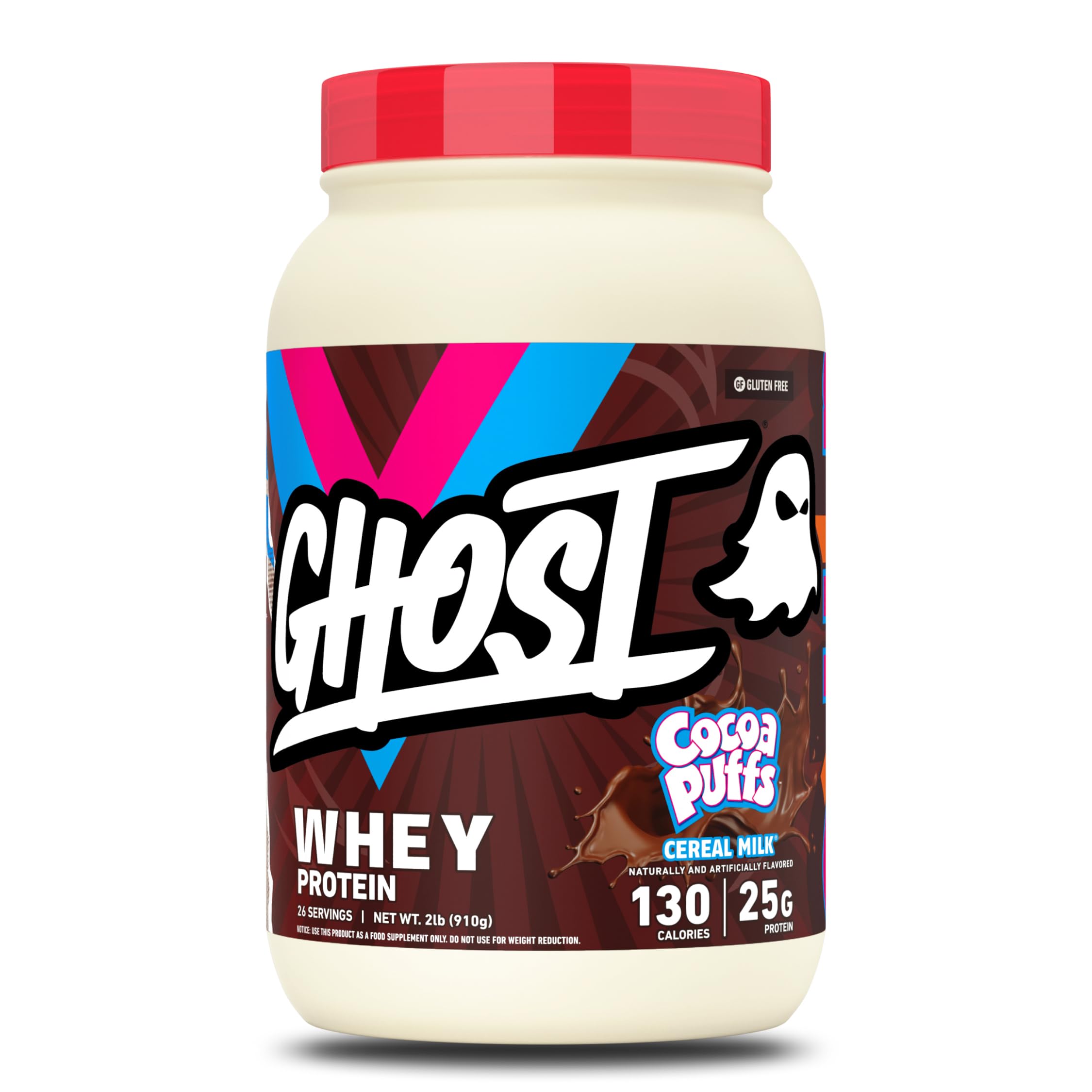 GHOST Whey Protein Powder, Cinnabon - 2LB, 25G Protein Per Serving - Cinnamon Roll Flavor - Whey Protein Isolate, Concentrate & Hydrolyzed Blend - Soy & Gluten Free