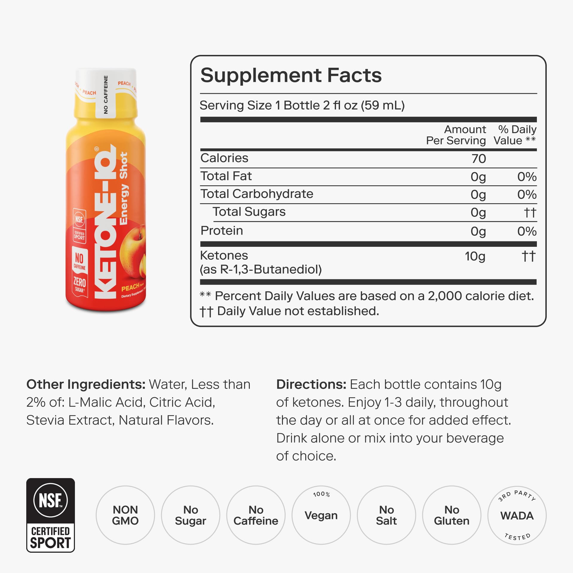 Ketone-IQ Caffeine-Free Ketone Supplement Shots – 10g Ketones per Serving, Raspberry Lemonade, 12 Pack