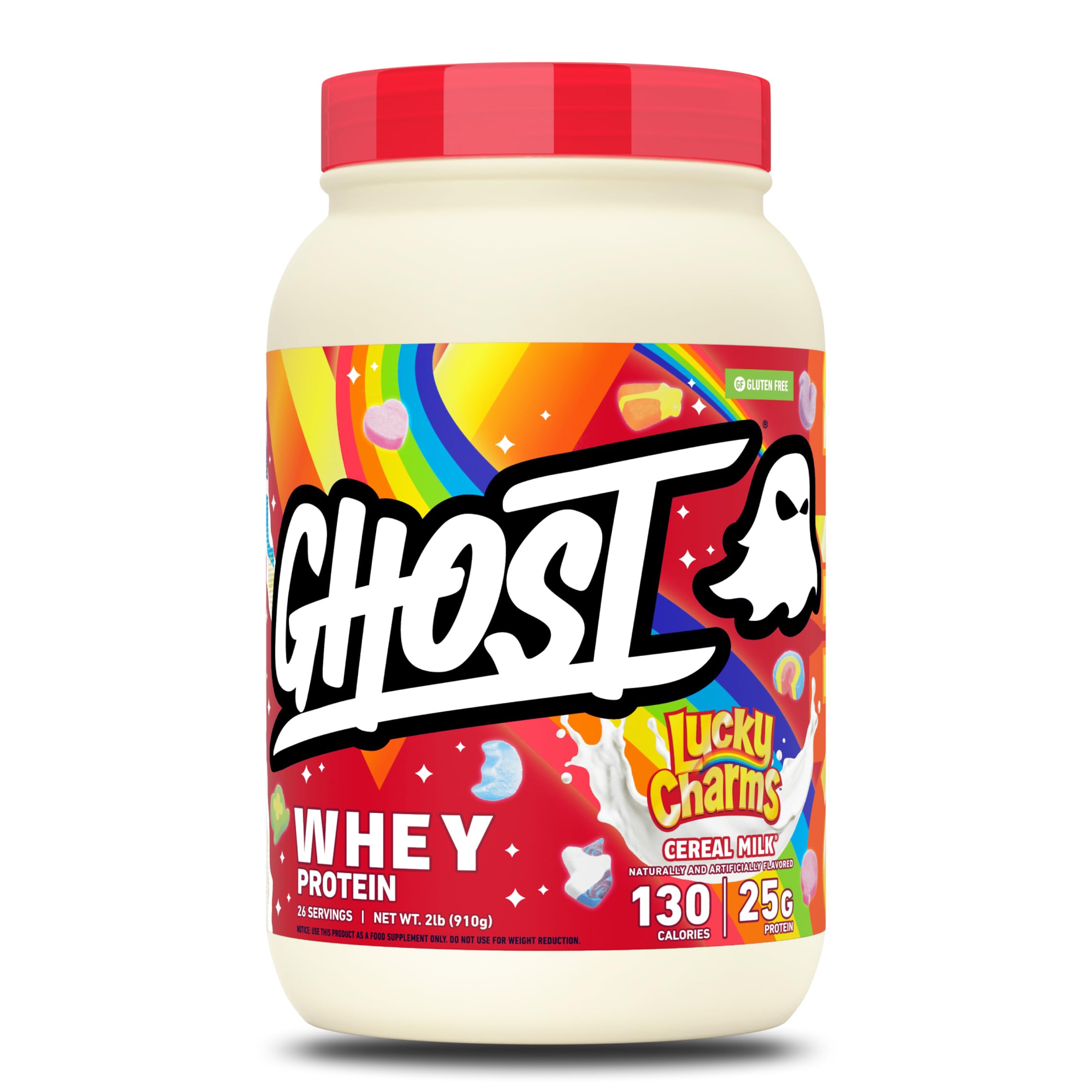 GHOST Whey Protein Powder, Cinnabon - 2LB, 25G Protein Per Serving - Cinnamon Roll Flavor - Whey Protein Isolate, Concentrate & Hydrolyzed Blend - Soy & Gluten Free