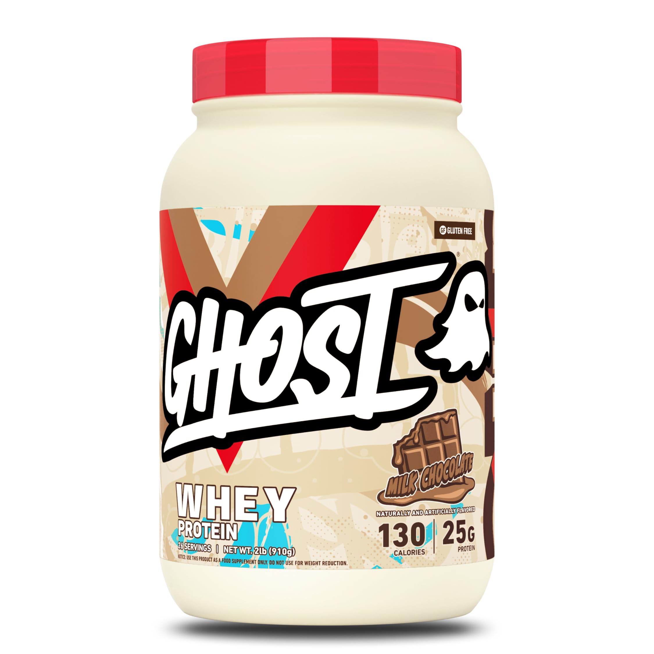 GHOST Whey Protein Powder, Cinnabon - 2LB, 25G Protein Per Serving - Cinnamon Roll Flavor - Whey Protein Isolate, Concentrate & Hydrolyzed Blend - Soy & Gluten Free