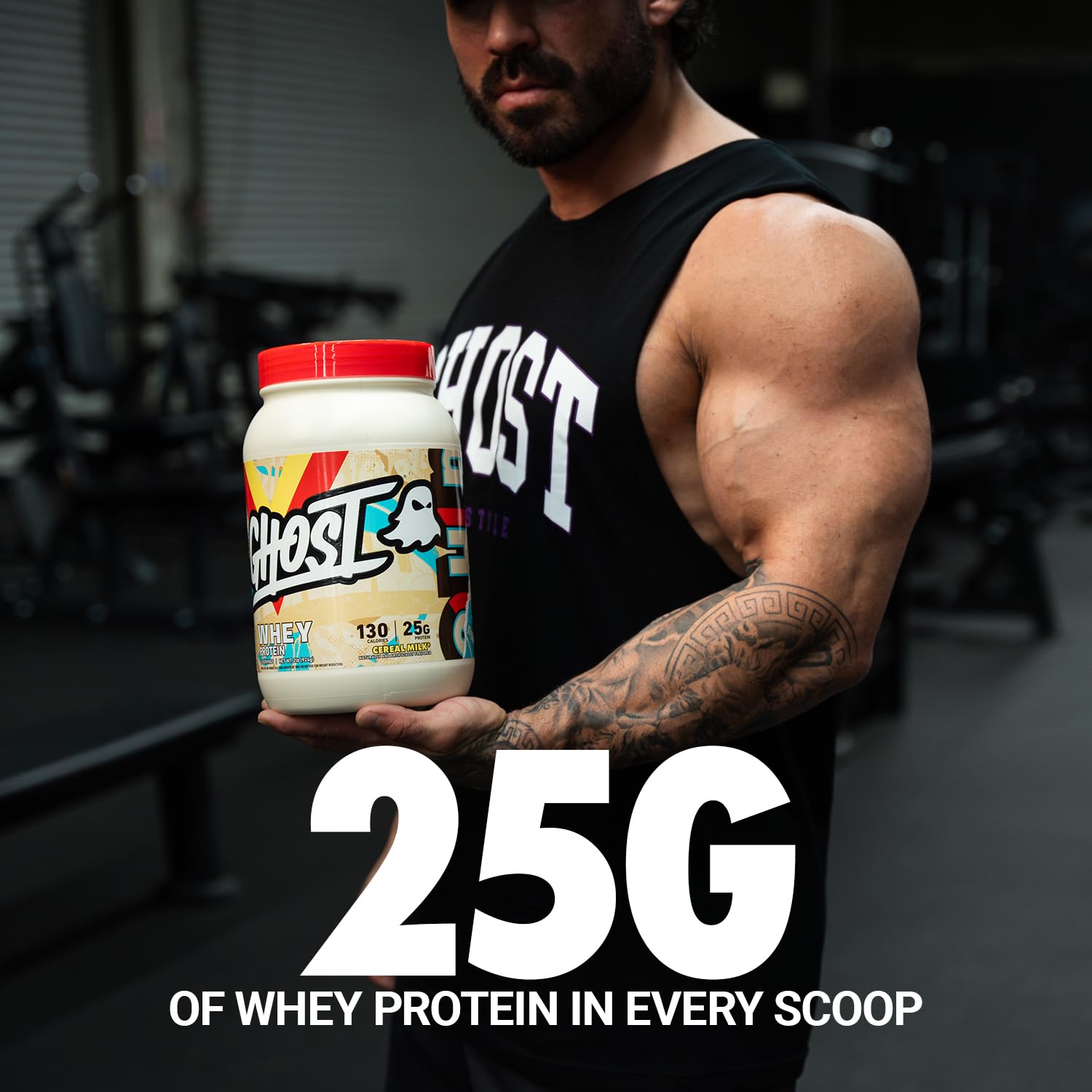 GHOST Whey Protein Powder, Cinnabon - 2LB, 25G Protein Per Serving - Cinnamon Roll Flavor - Whey Protein Isolate, Concentrate & Hydrolyzed Blend - Soy & Gluten Free