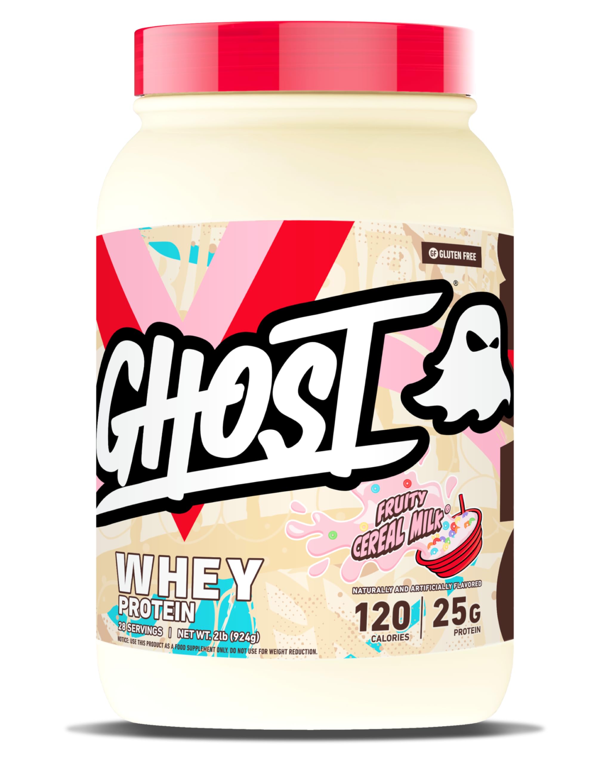 GHOST Whey Protein Powder, Cinnabon - 2LB, 25G Protein Per Serving - Cinnamon Roll Flavor - Whey Protein Isolate, Concentrate & Hydrolyzed Blend - Soy & Gluten Free