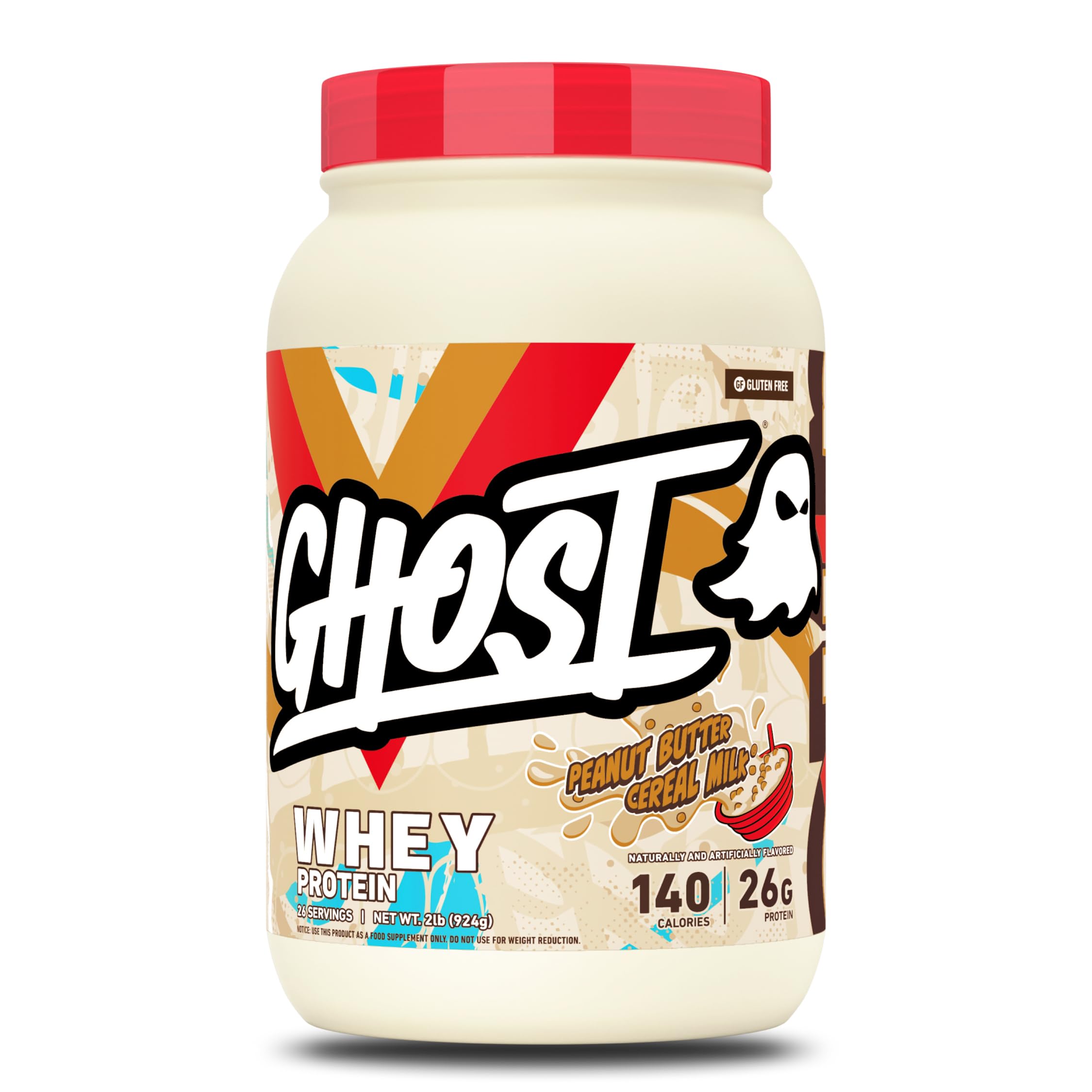 GHOST Whey Protein Powder, Cinnabon - 2LB, 25G Protein Per Serving - Cinnamon Roll Flavor - Whey Protein Isolate, Concentrate & Hydrolyzed Blend - Soy & Gluten Free