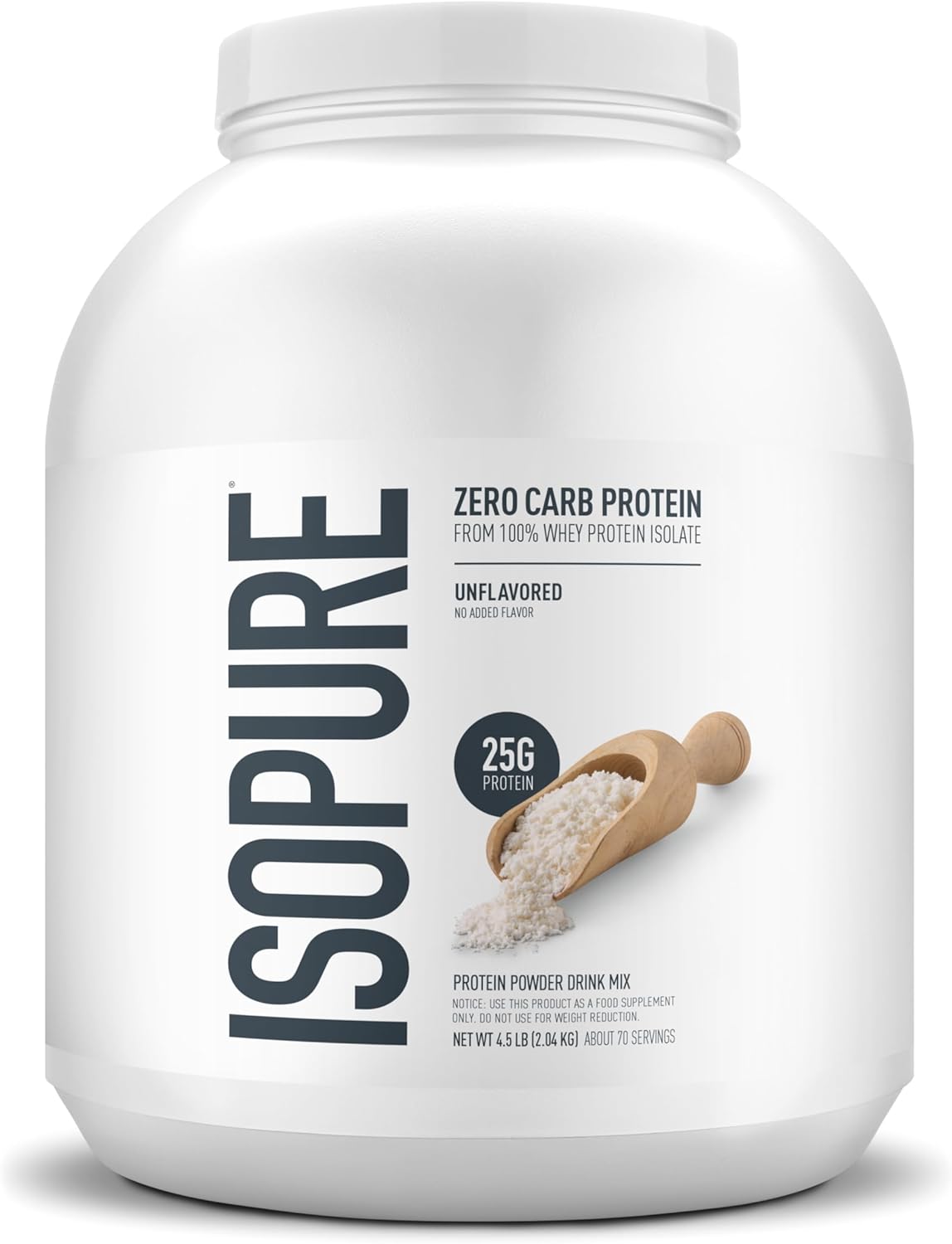 Isopure Zero Carb 100% Pure Whey Isolate Protein Powder, Gluten Free, with Vitamins, Unflavored, 25g Protein Per Serving, 3 Lbs, 47 Servings (Packaging May Vary)