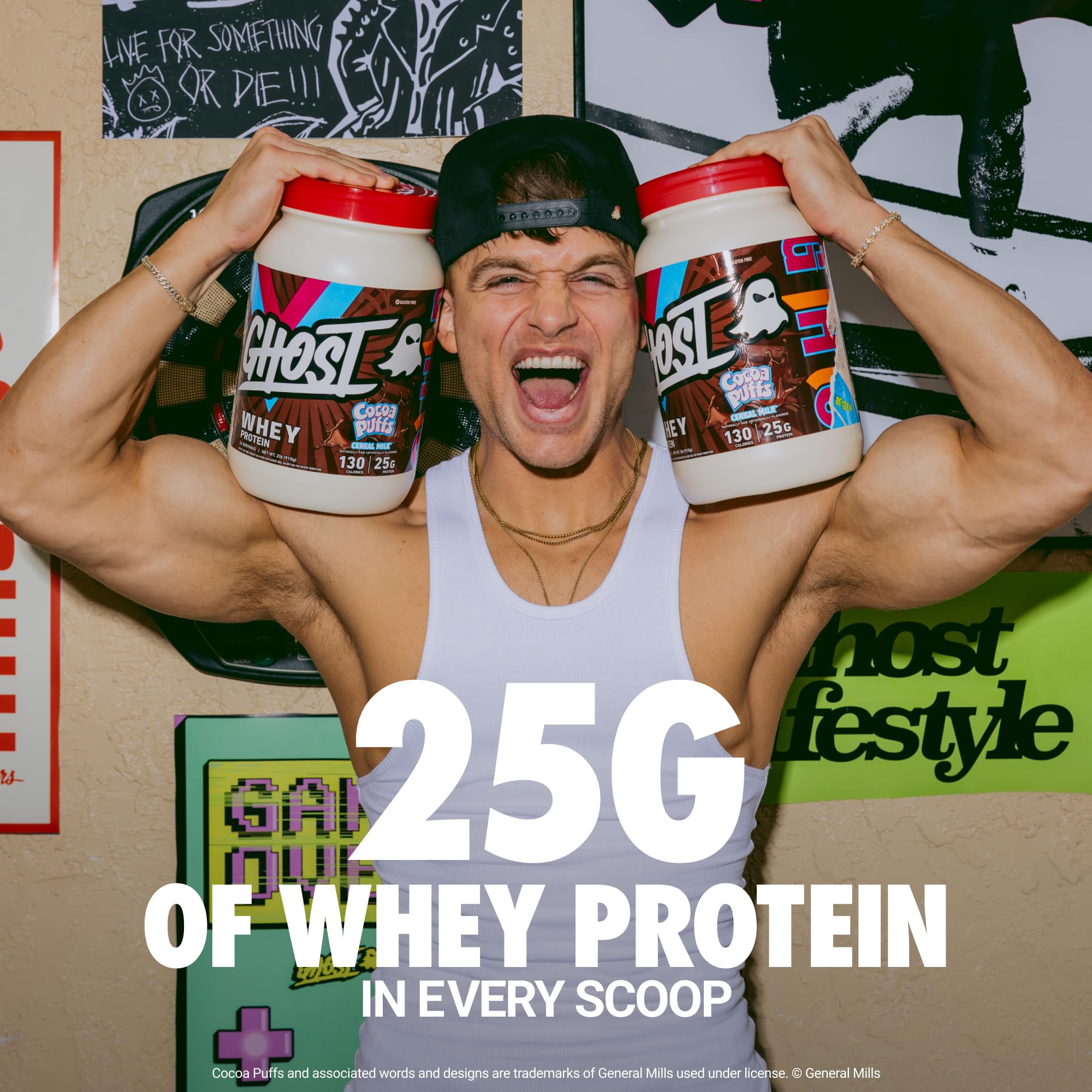 GHOST Whey Protein Powder, Cinnabon - 2LB, 25G Protein Per Serving - Cinnamon Roll Flavor - Whey Protein Isolate, Concentrate & Hydrolyzed Blend - Soy & Gluten Free