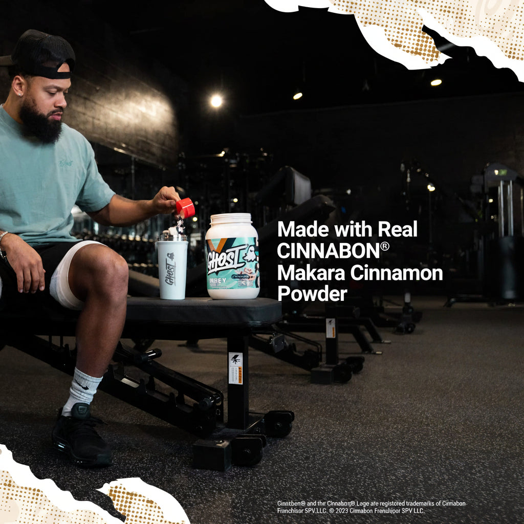 GHOST Whey Protein Powder, Cinnabon - 2LB, 25G Protein Per Serving - Cinnamon Roll Flavor - Whey Protein Isolate, Concentrate & Hydrolyzed Blend - Soy & Gluten Free